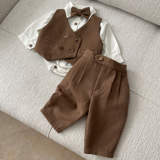 Kahverengi Pantolon Yelek Takım