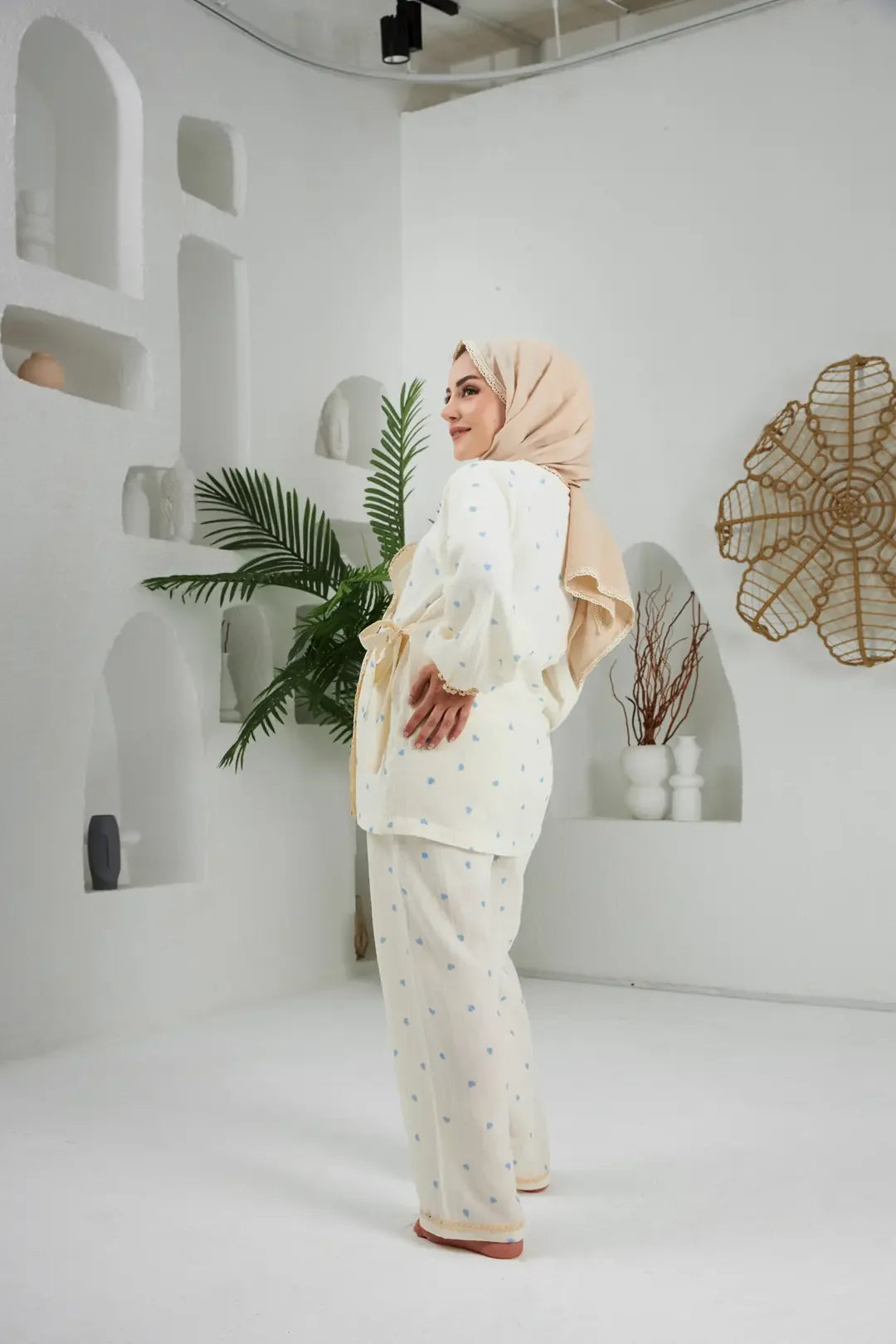 Lohusa Takımı | Alt Üst Pijama Takımı | Mavi Kalp | Love Serisi