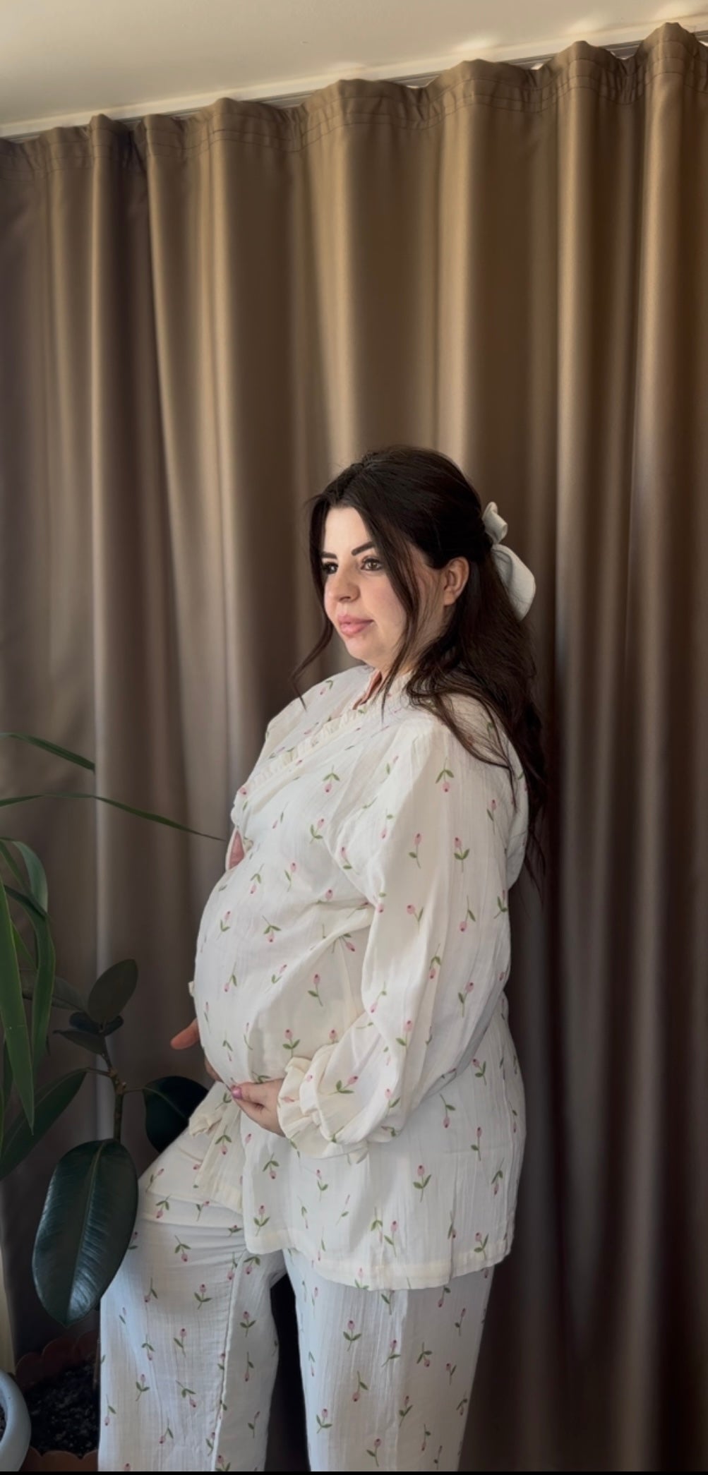 Lale Serisi Müslin Anne Pijama Takımı – %100 Pamuk /Kruvaze Model