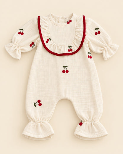 Cherry Serisi | Müslin Bebek Tulumu  | %100 Pamuk