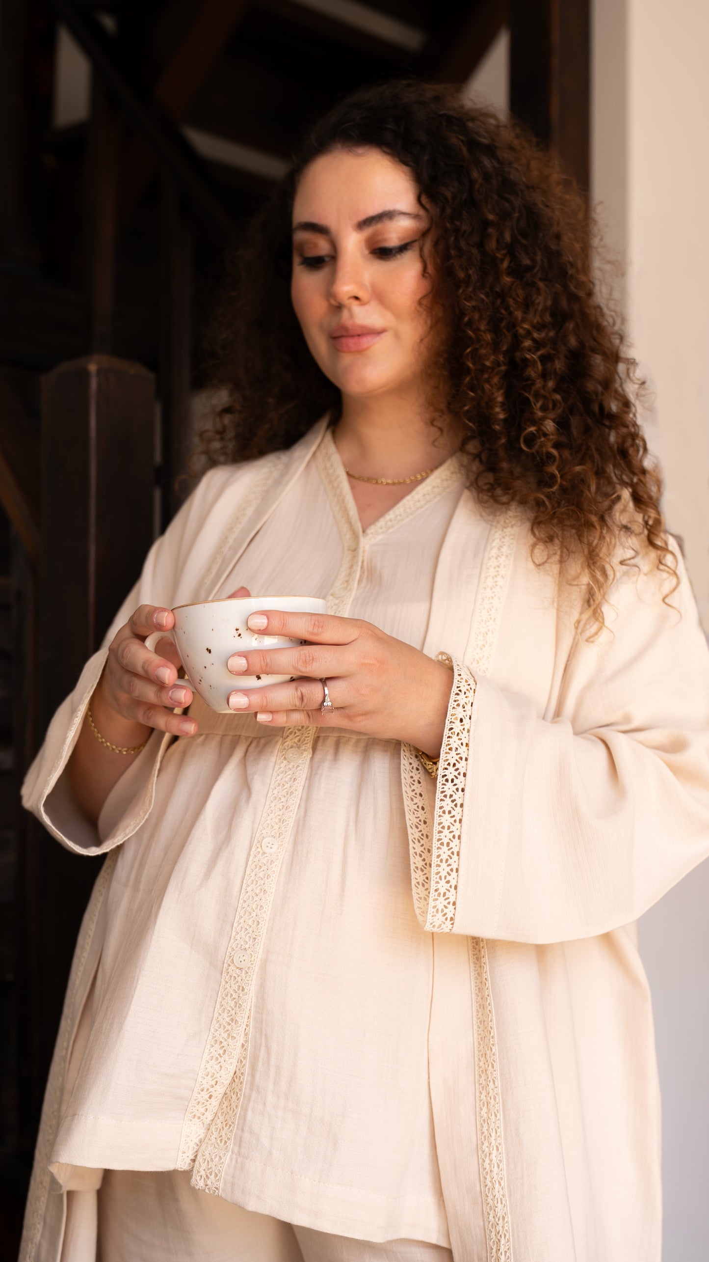 Cream Nest Anne Sabahlık Set