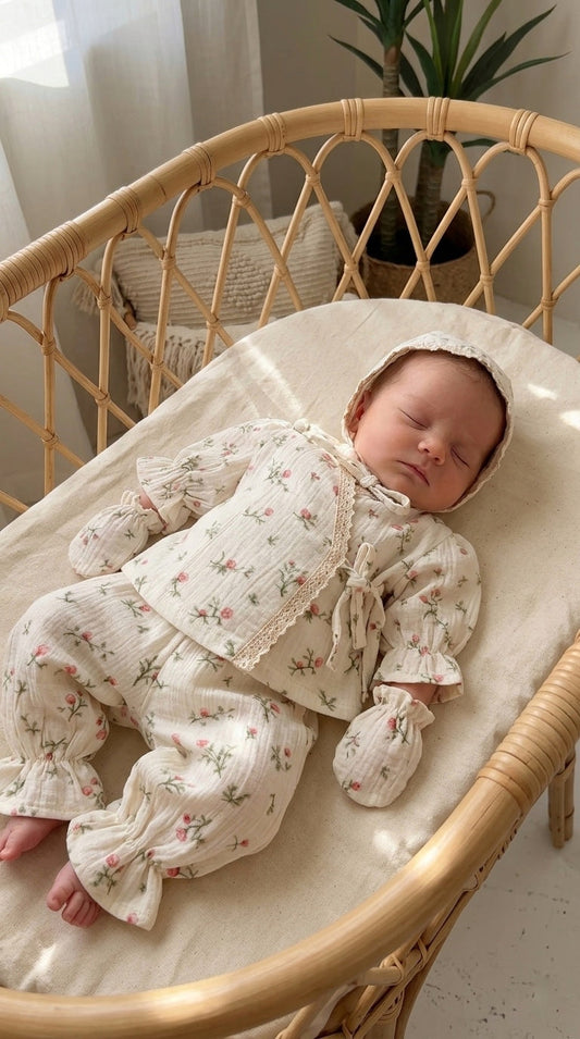Flowers Premium Bebek 3'lü Set – %100 Müslin Pamuk
