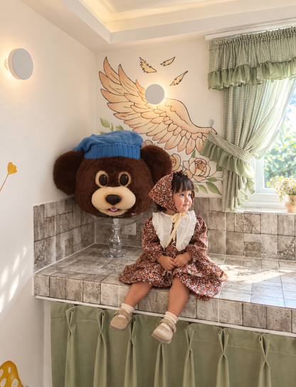Autumn Dress – Çiçekli Fırfırlı Kız Bebek Elbise & Bonnet Şapka