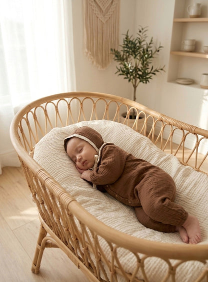 Muslin  Bebek Tulum Seti | Çift Katlı %100 Pamuk Tulum + Bonet