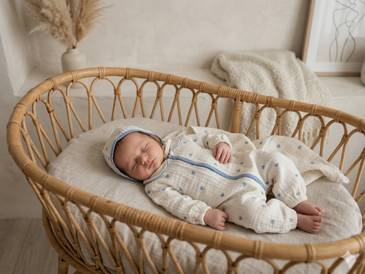 Mavi Kalp Desenli Bebek Tulum %100 pamuk Müslin