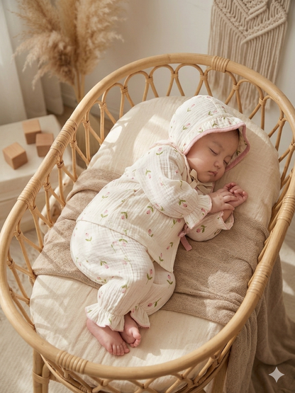 Lale serisi 3 lü %100 pamuk müslin bebek set