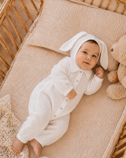 Beyaz Erkek Bebek Tulum Seti | %100 Pamuk | Lolly Babies