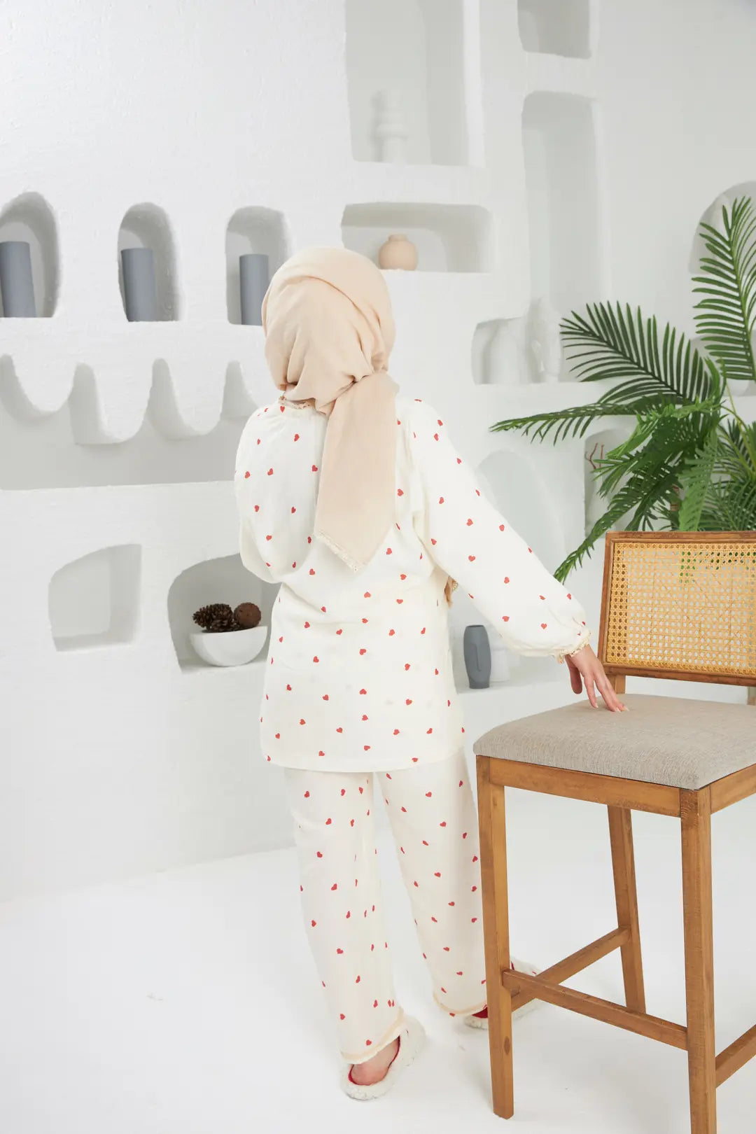 Lohusa Takımı | Alt Üst Pijama Takım | Kırmızı Kalp |Love Serisi