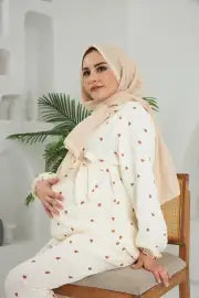 Love Bebe Yakalı Anne Takımı Kahverengi