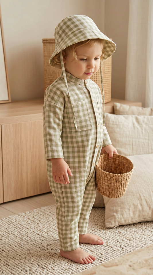 Lino Tulum Şapka Set-(Yeşil)